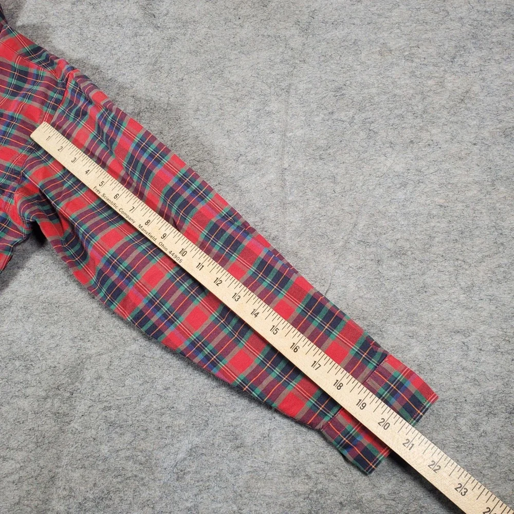 Polo Ralph Lauren Button Down Mens L Red Plaid Crest Logo Long Sleeve USA Made